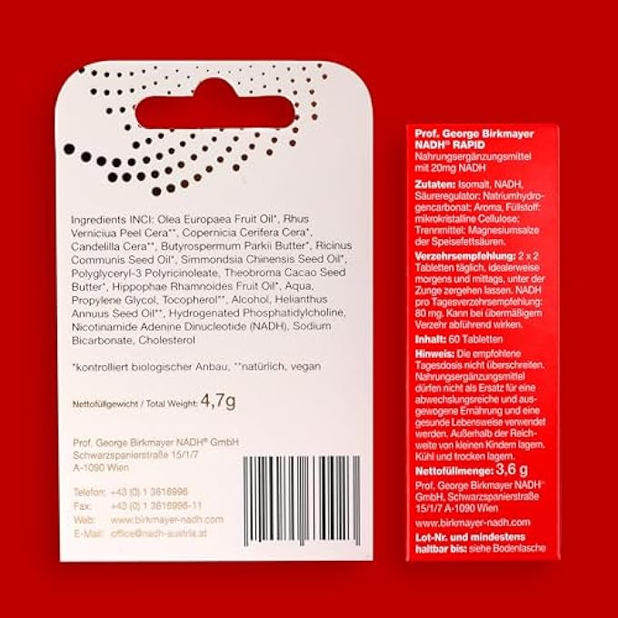 rayihni RAPID HIGH DOSE - 60 TABLETS + & LIP CARE SET - LOZENGES + NADH LIPCARE LIPSTICK LIP BALM FOR NOURISHED LIPS - Image 4